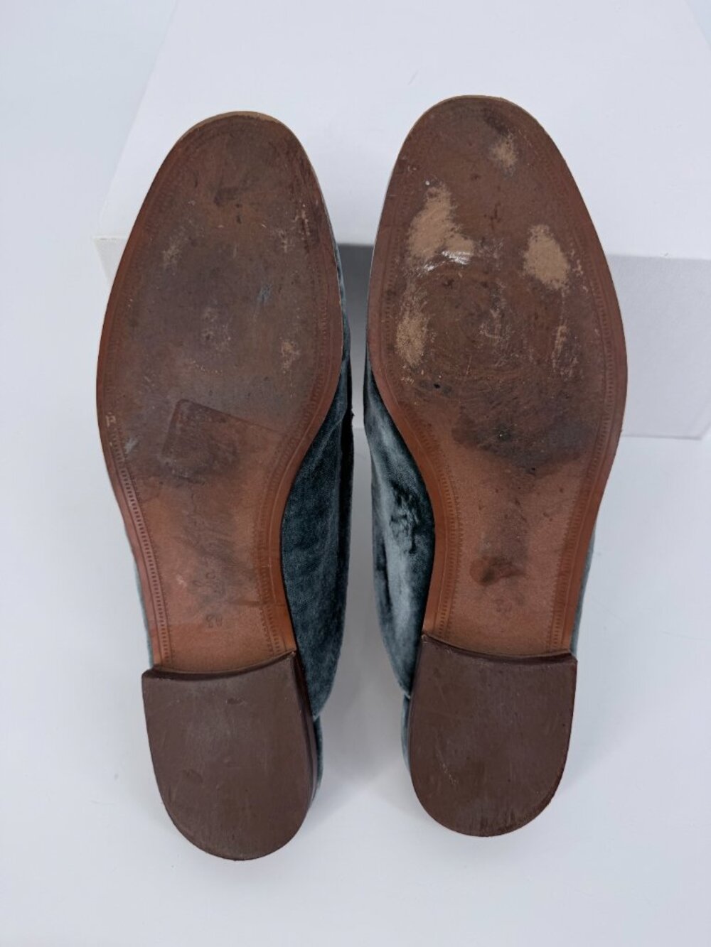 Sam Edelman Linnie Green Velvet Gold Accent Horsebit Mule Loafers 8W - Picture 6 of 15